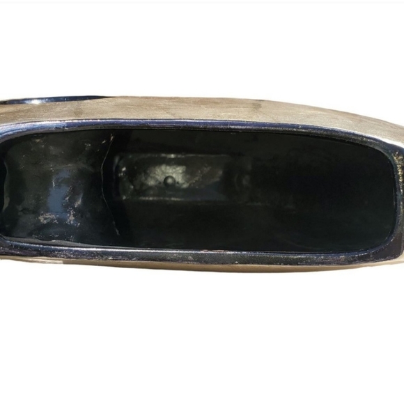 Mid Century Modern Modernist Oval Disc Art Pottery Vase Gold Leaf - Picture 5 of 10